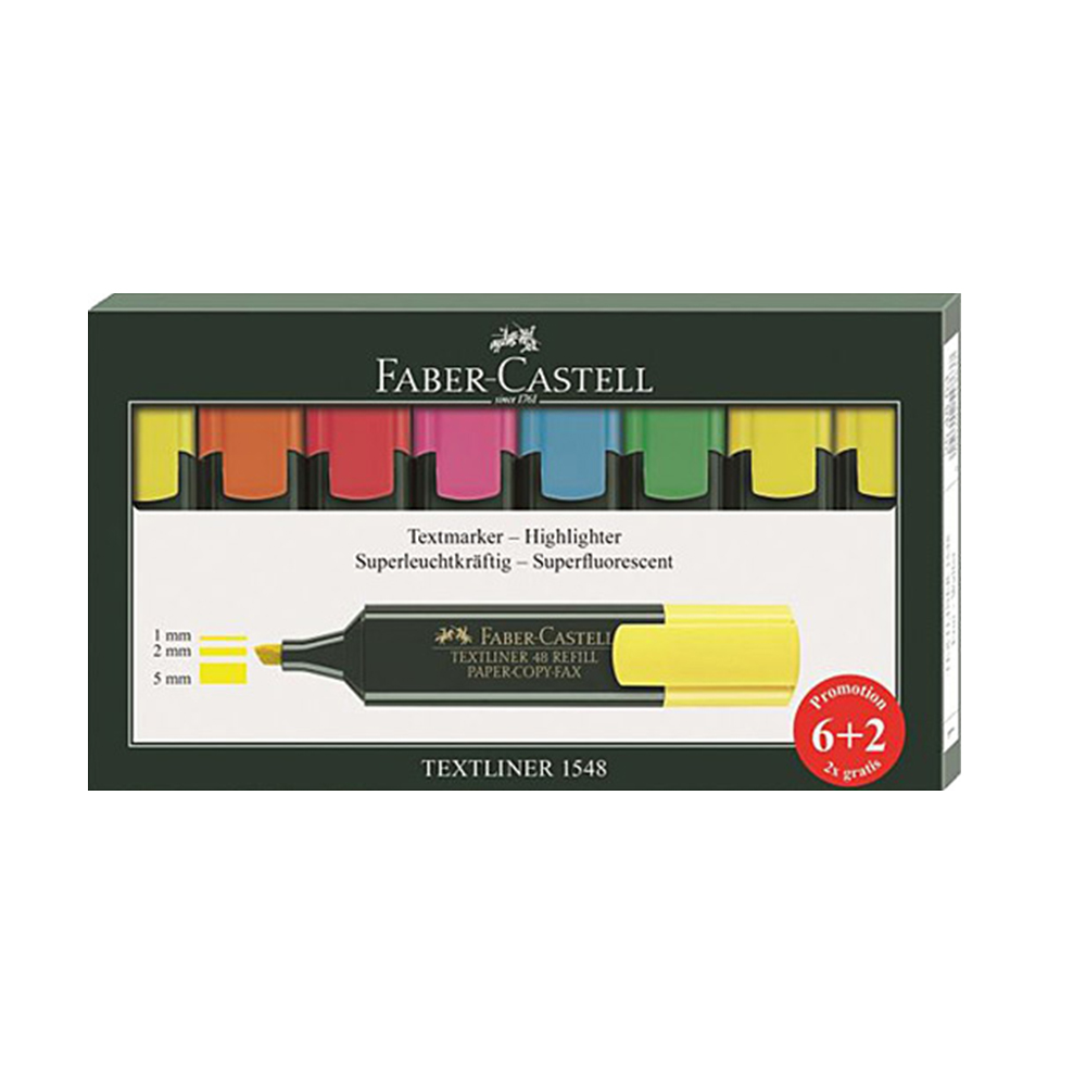 Текст маркери Faber-Castell 1548, 6цв. + 2