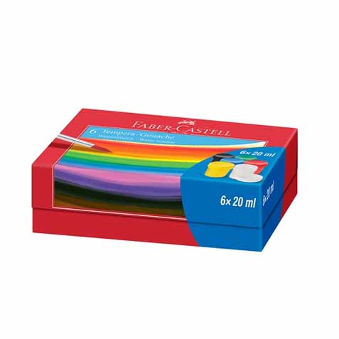 Темперни бои Faber-Castell, 6цв., 20мл., бурканче