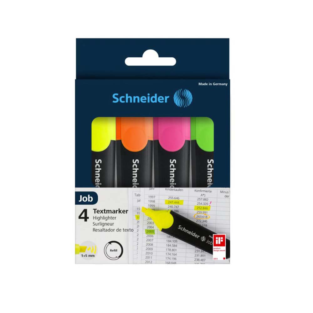 Текст маркери  Schneider Job, 4цв.