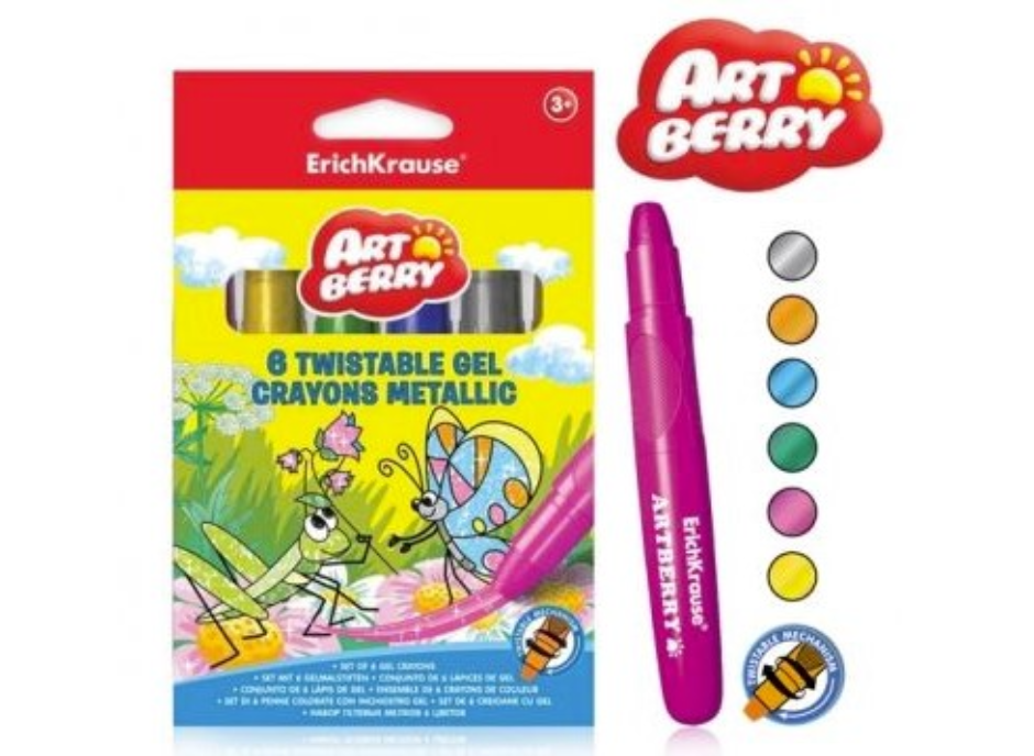 Пастели Erich Krause Gel Metallic, 6цв., 34926