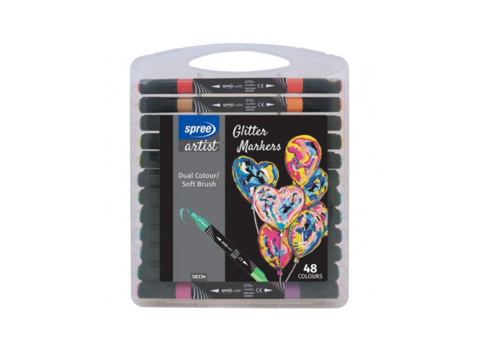 Маркери Spree Glitter Dual Soft brush, 24/48цв., 58234